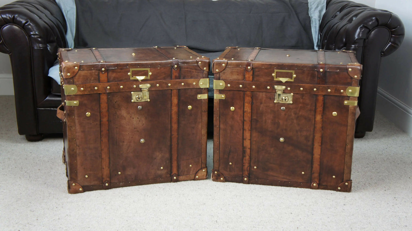 Luxury Leather Hand Dyed Travel Storage Trunks