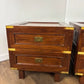 Pair of Campaign Style Hardwood Bedside Chests