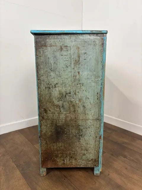 Industrial Style Reclaimed Distressed Blue Indian Cupboard