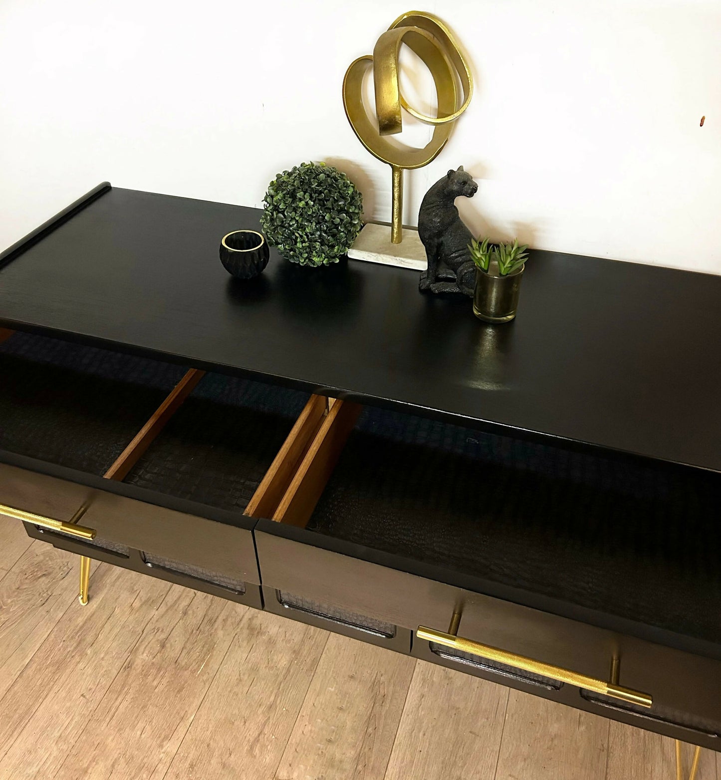 Nathan Sideboard, Cocktail Cabinet in Black and Gold