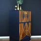 "Stellar", Art Deco Cocktail Cabinet,Burr Walnut, Navy and Gold Art Deco Style,