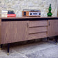 Mid Century Long Sideboard - Melamine - Tapered Legs - 1960s