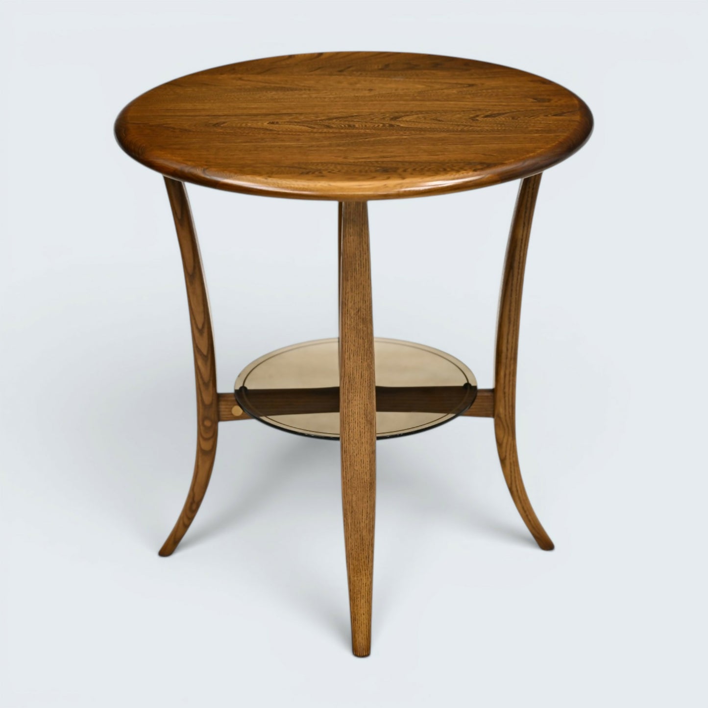 Ercol Round Side Table Lower Tier Mid Century Modern Elm Golden D FREE Delivery*