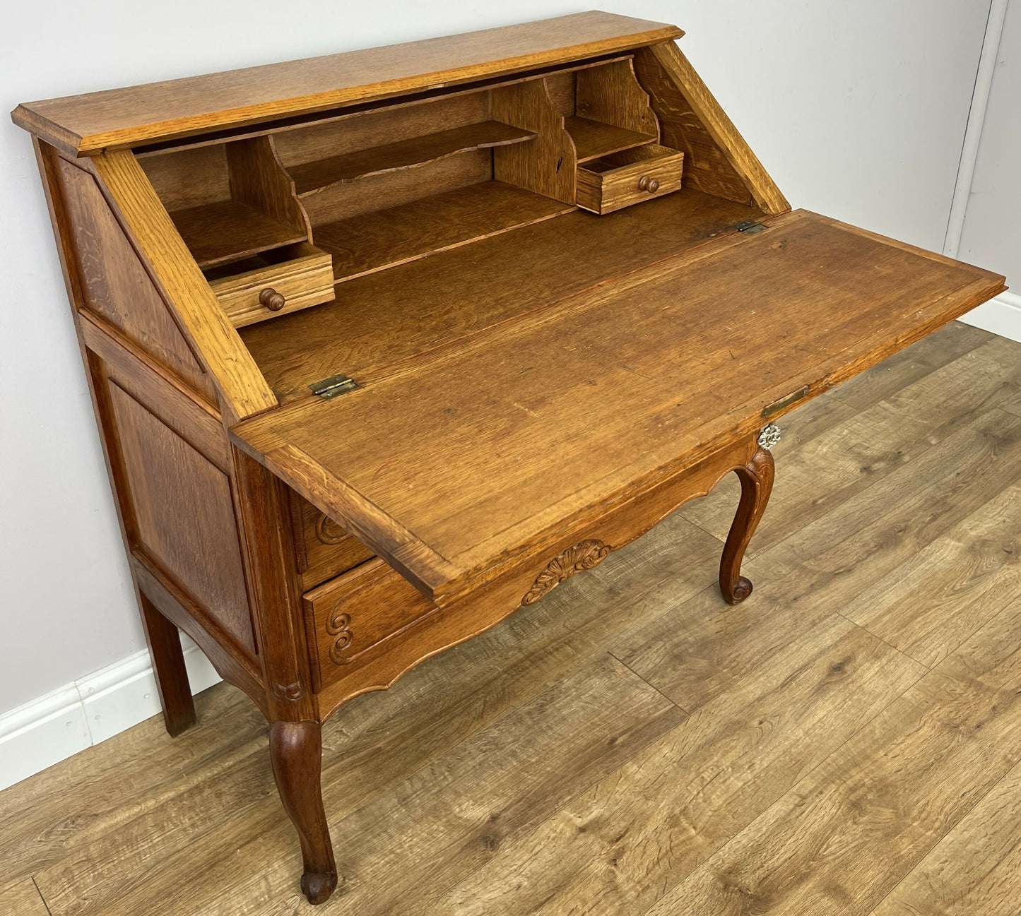 Secretaire Writing Desk Vintage French Louis Oak Rare Bureaux Cabinet LOT 6319