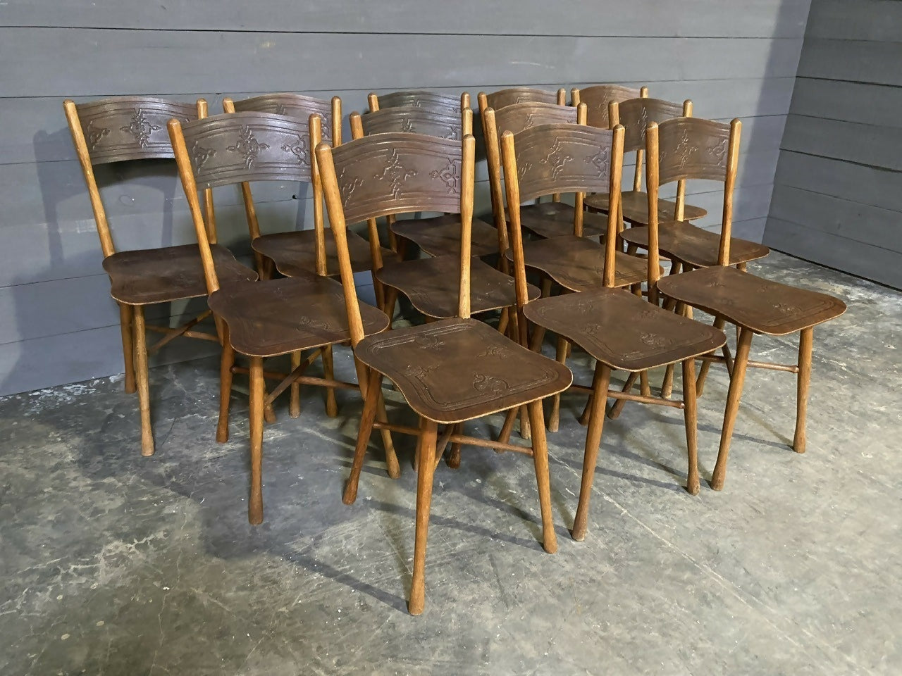 Extremely Rare Set 12 J & J Kohn Bentwood Bistro Dining Chairs