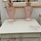 Vintage St Michael hexagonal ceramic ginger jar table lamps in pastel pink