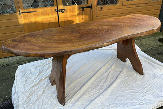 Natural elm slab coffee table