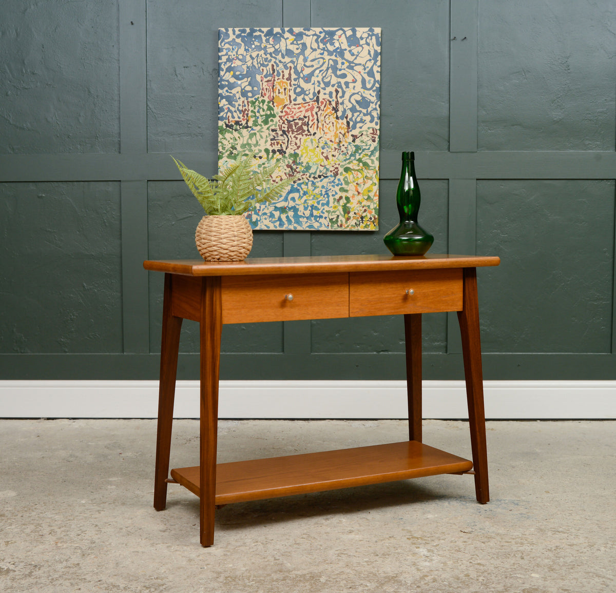 Mid Century Style Console Table with Drawers