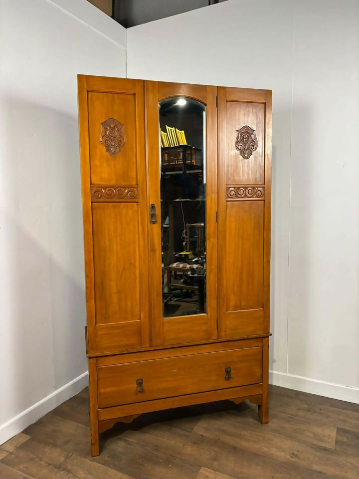Edwardian Satin Walnut Single Wardrobe