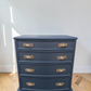 Vintage navy blue chest of drawers William Morris decoupage tallboy