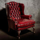Red Leather Chesterfield Buttoned Back Armchair