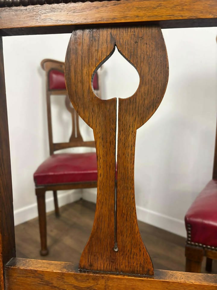 Set of Four Early 20th Century Oak Art Nouveau Dining Chairs