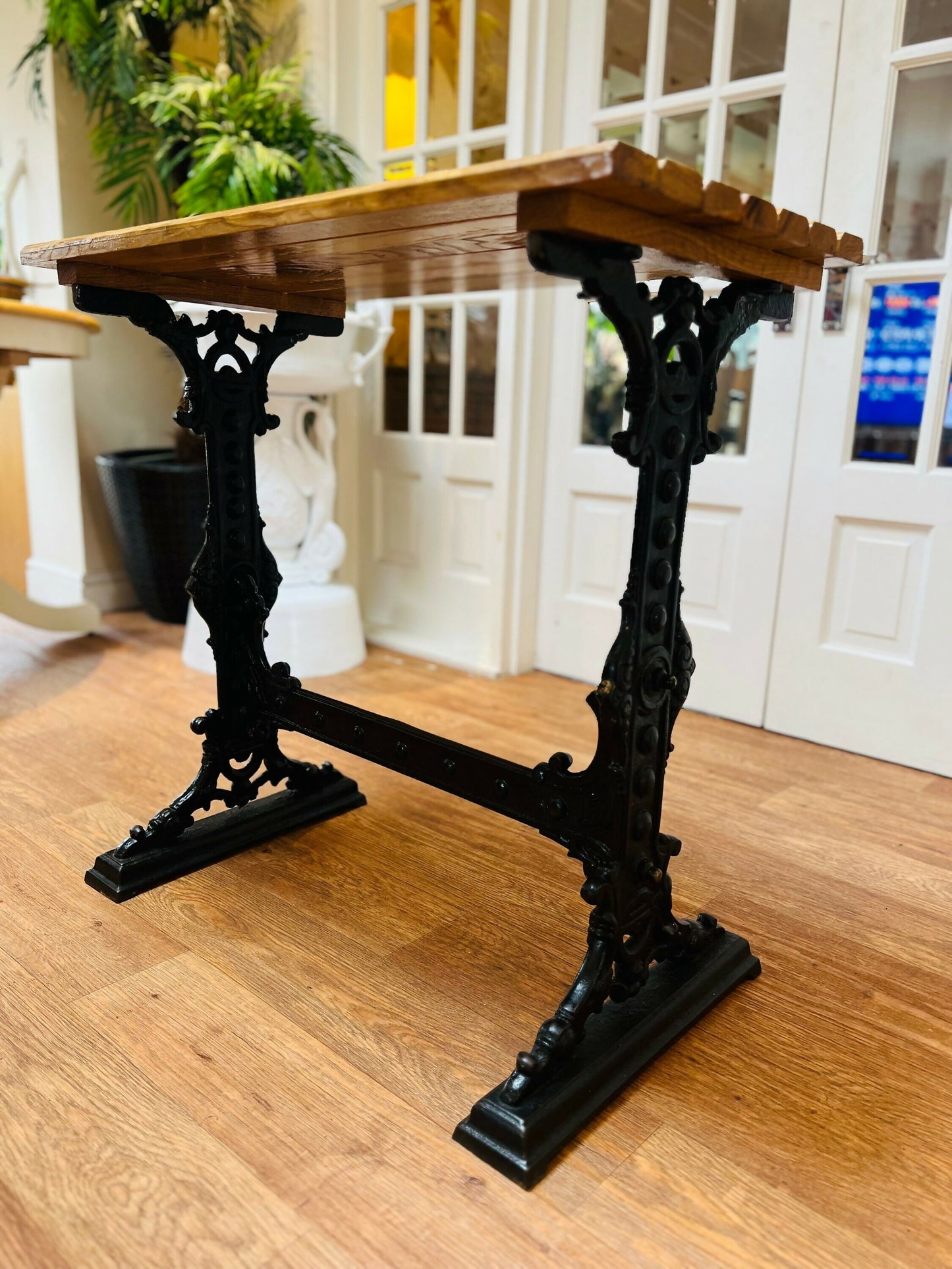Cast Iron and Oak Hall Occasional Table