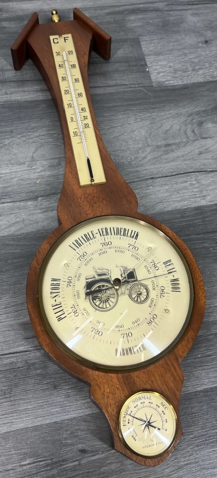 Barometer Vintage French Wall Thermometer & Hygrometer Weather Station LOT 24294