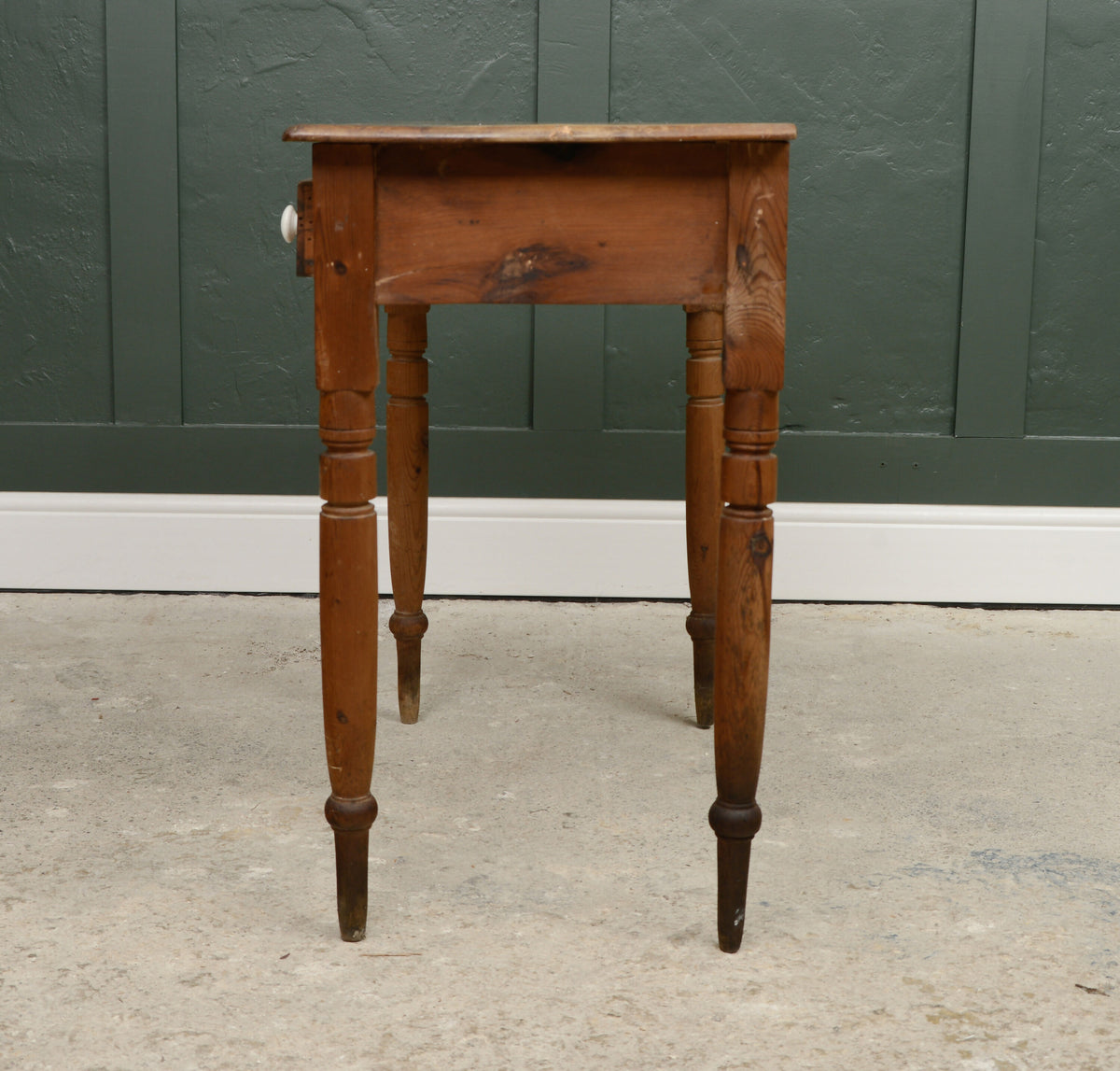 Antique Pine Rustic Console Table Hall Table with Ceramic Handles