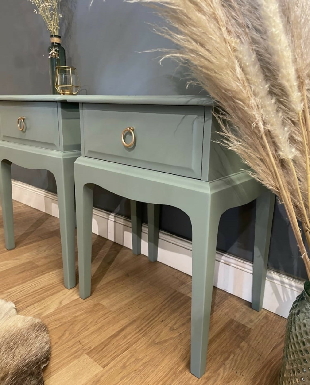 Stunning pro spray painted stag green bedside tables….ANY COLOUR