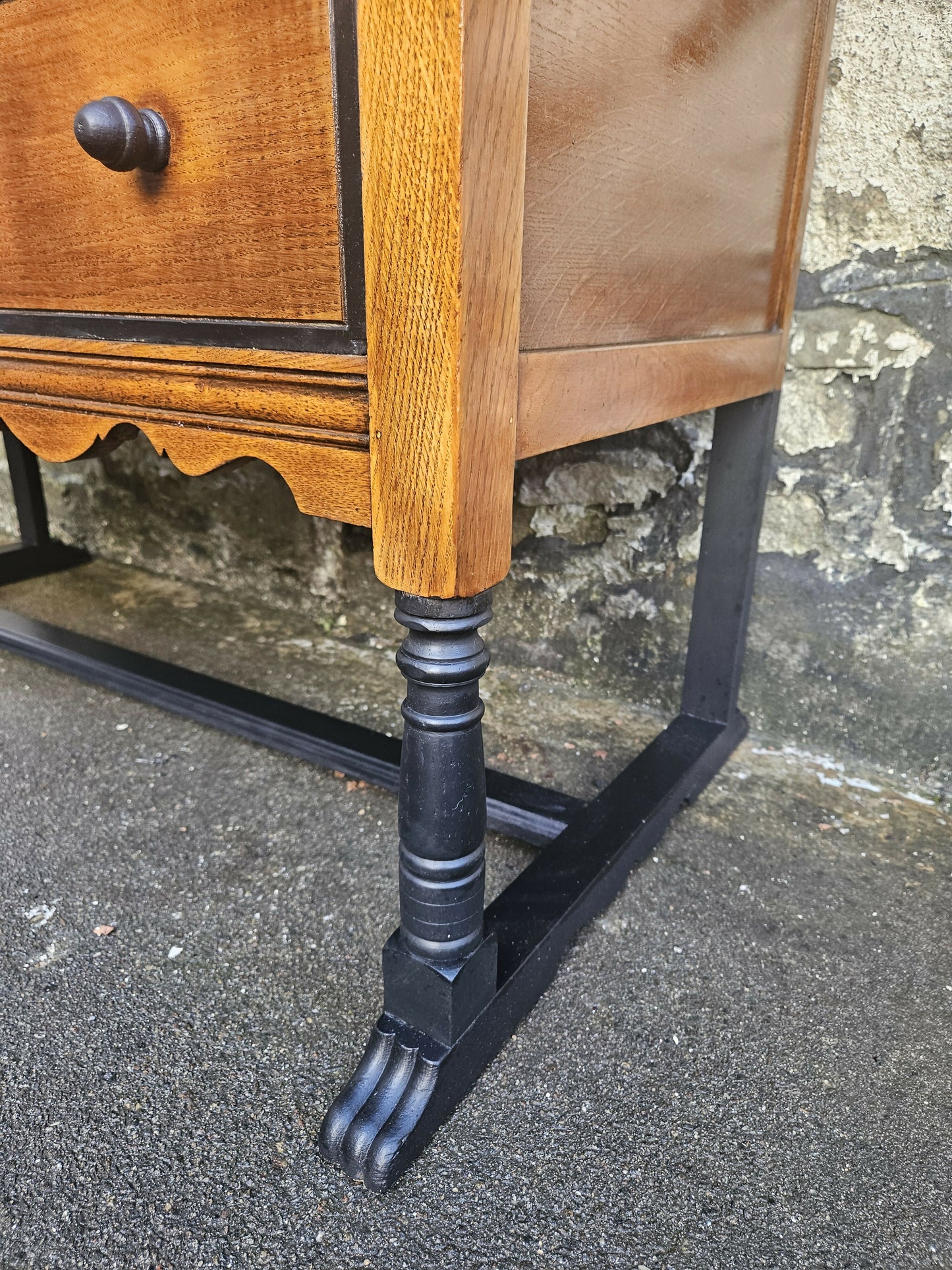 Vintage Chest Of Drawers Oak Tallboy Cabinet Three Drawer Chest With Ebonised Detailing