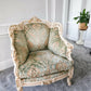 VIntage Italian Rococo / Baroque-Style French Louis XV/XVI Carved Wood Bergère,