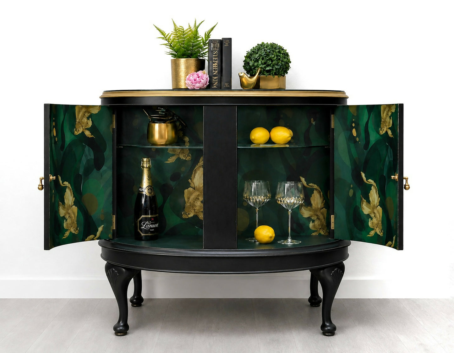 PAINT TO ORDER- Demi lune cocktail cabinet
