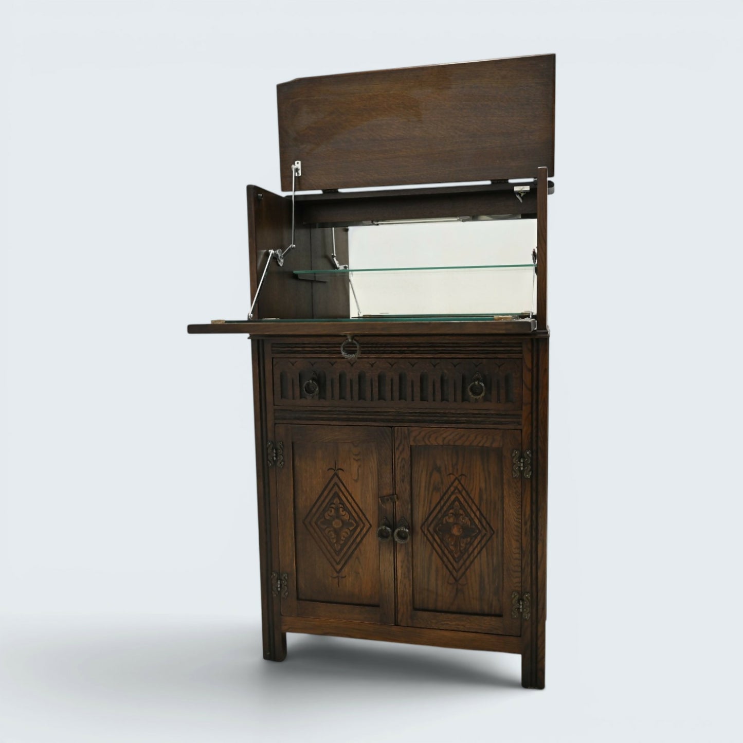 Jaycee Wine/Gin Drinks Cabinet Mirrored Pouring Surface Cupboard FREE Delivery