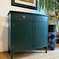 Newly refurbished bow fronted sideboard solid Wood Green antique vintage