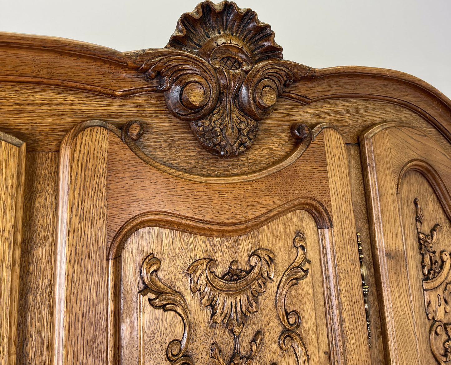 Wardrobe Vintage French Louis XVI Style Five Door Oak Carved Armoire LOT 6125