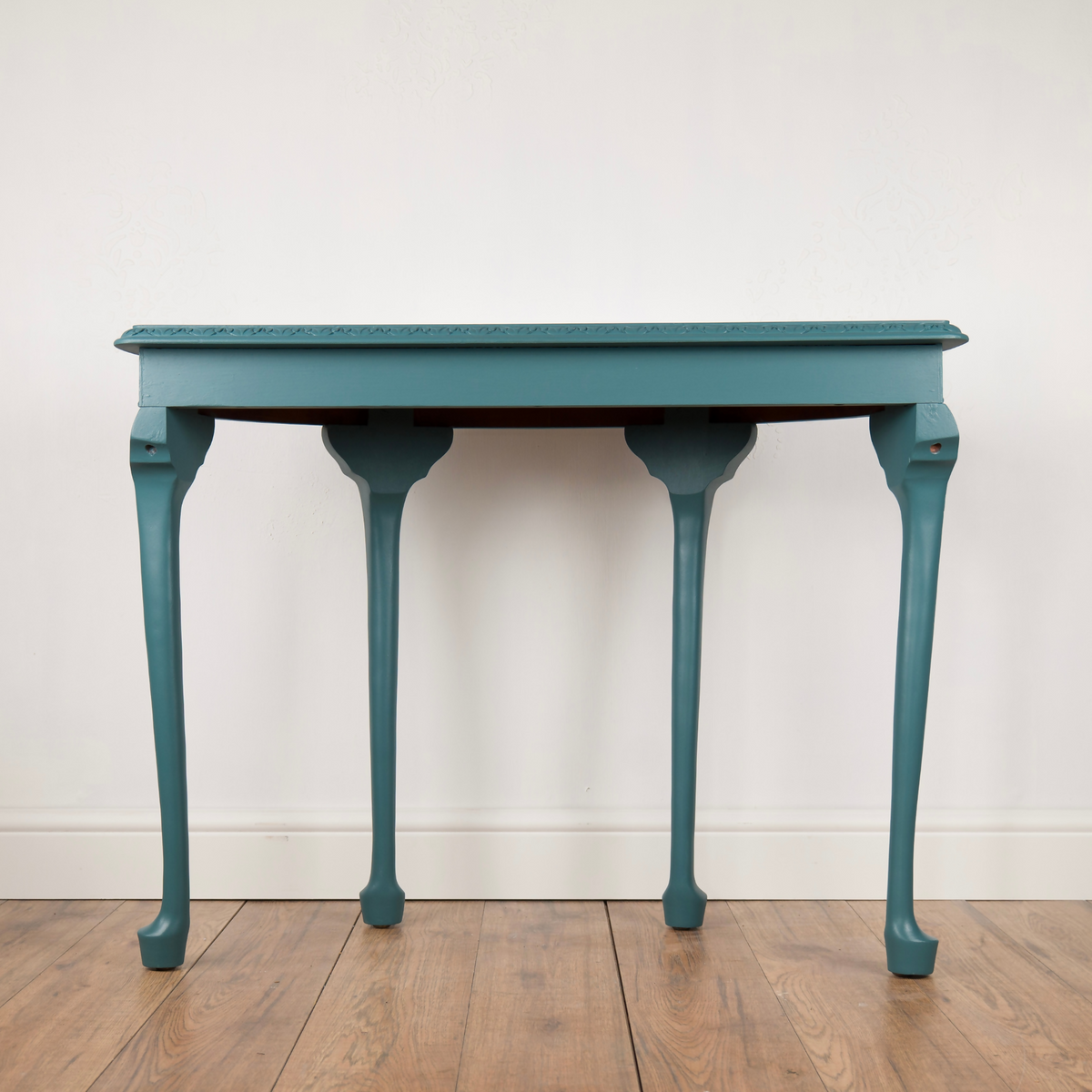 Large Teal Demi Lune Console Table | Upcycled Vintage Half Moon Hallway Table