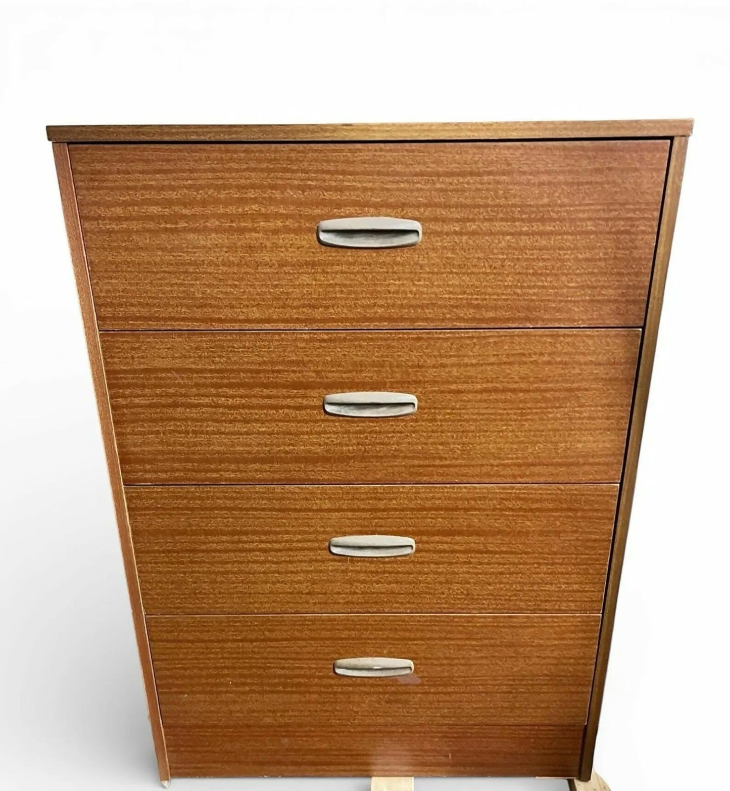Vintage 4 Drawer Chest of Drawers by Homeworthy Mid Century Teak Effect 88cm