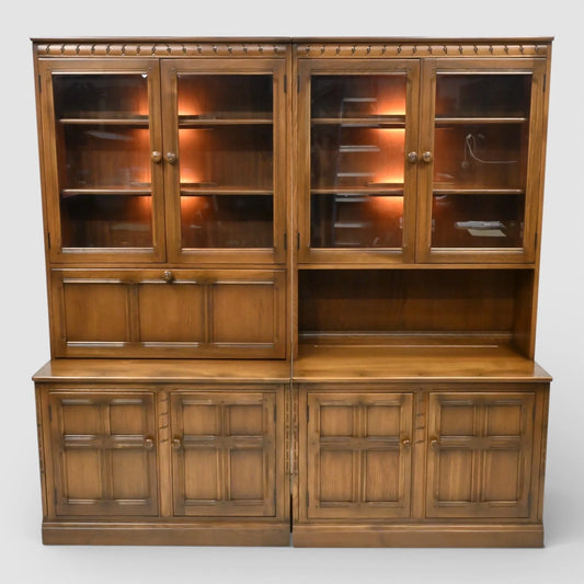 Ercol Mural Wall Unit Drinks Music Display Cabinets Golden Dawn FREE UK Delivery