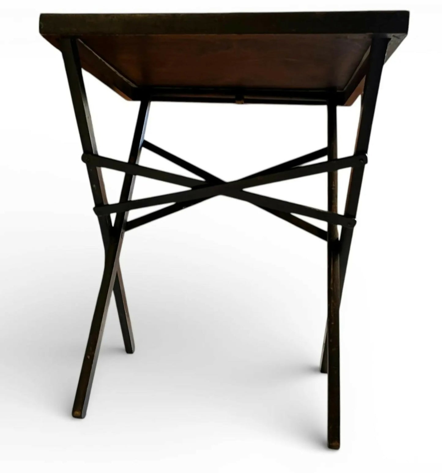 Vintage Folding Table with Holly Pattern | Rustic Wooden Accent Table