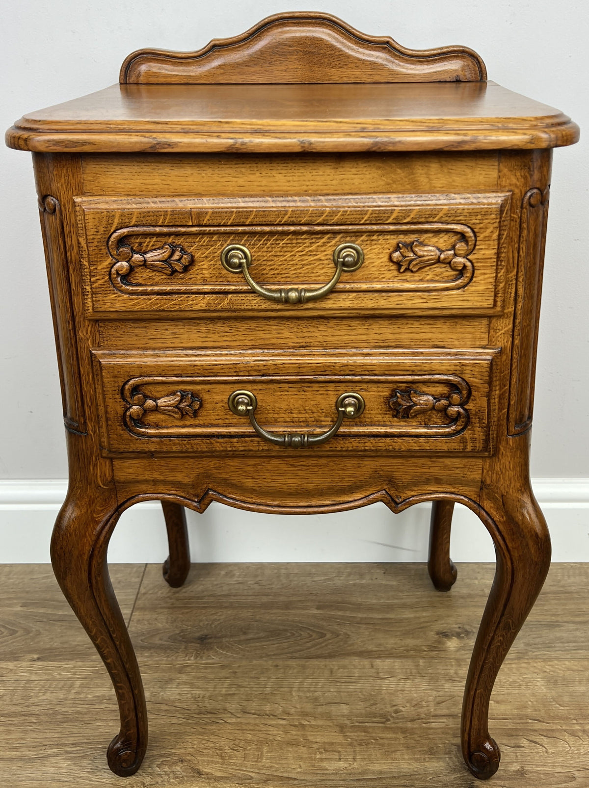Pair of Bedside Tables Vintage French Louis Nightstands Oak Cabinets LOT 6575
