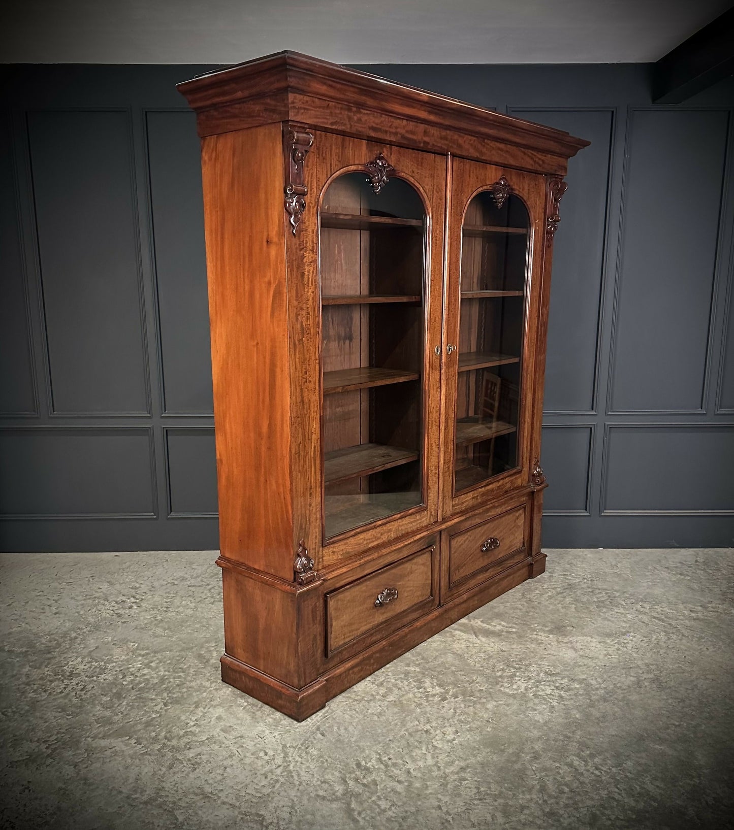 Vintage Victorian Mahogany Glazed Bookcase