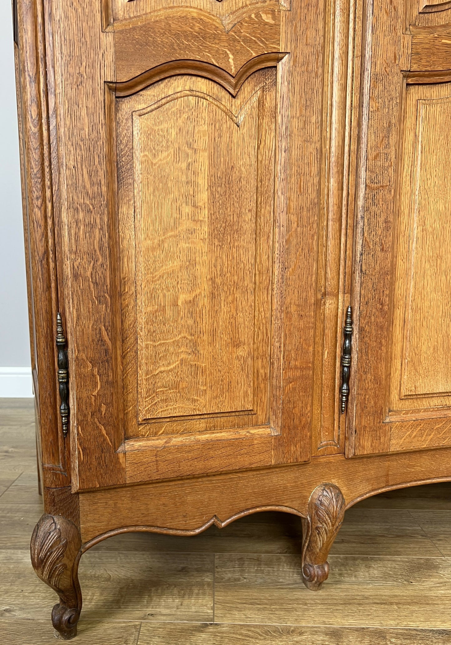 Wardrobe Vintage French Louis XVI Style Four Door Oak Carved Armoire LOT 6412