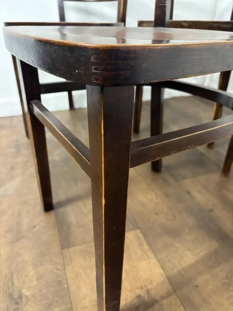 Vintage Set of Four Oak Ladder Back Dining Chairs - Bentwood Style