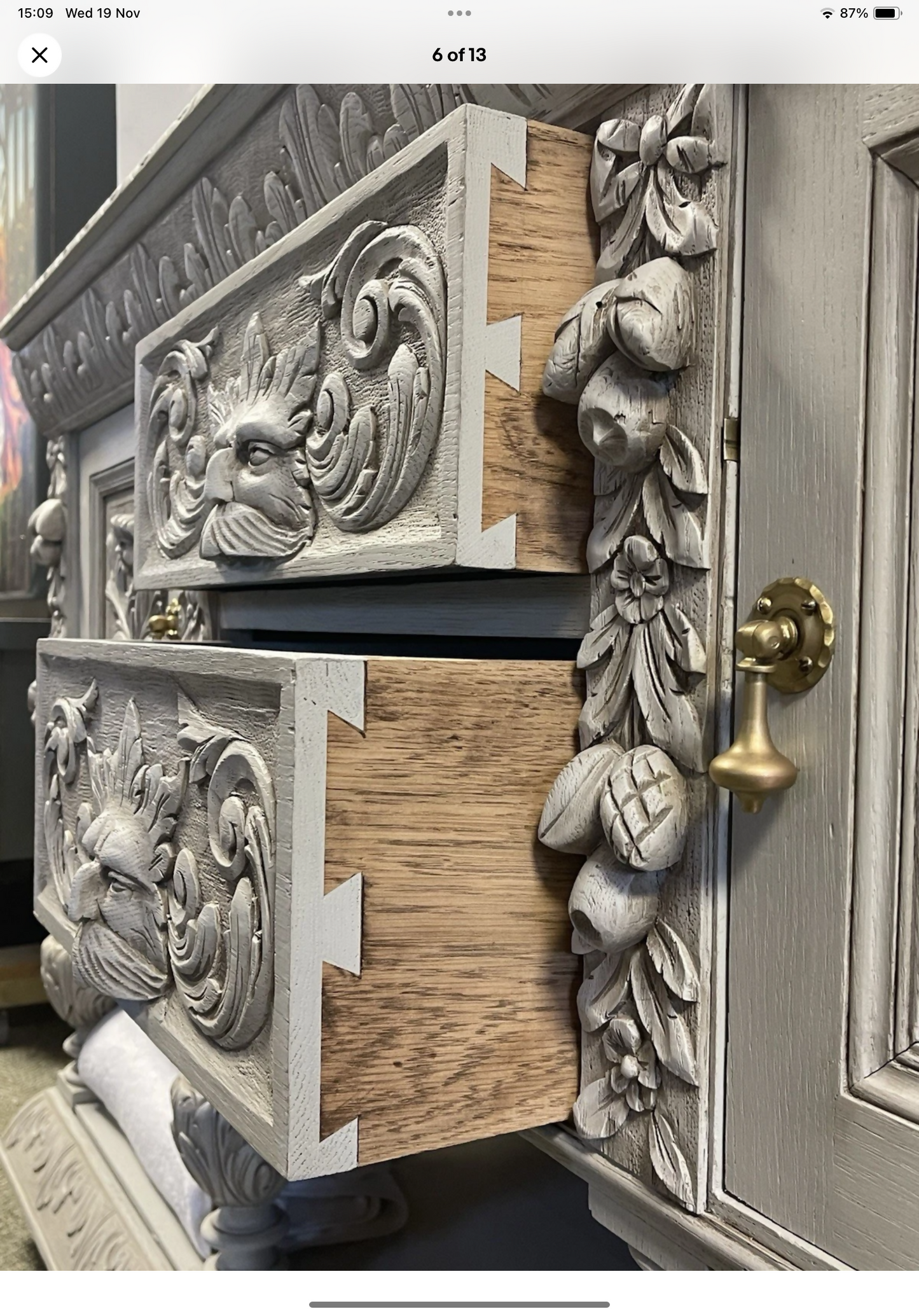 Victorian highly ornately carved Green Man Dresser