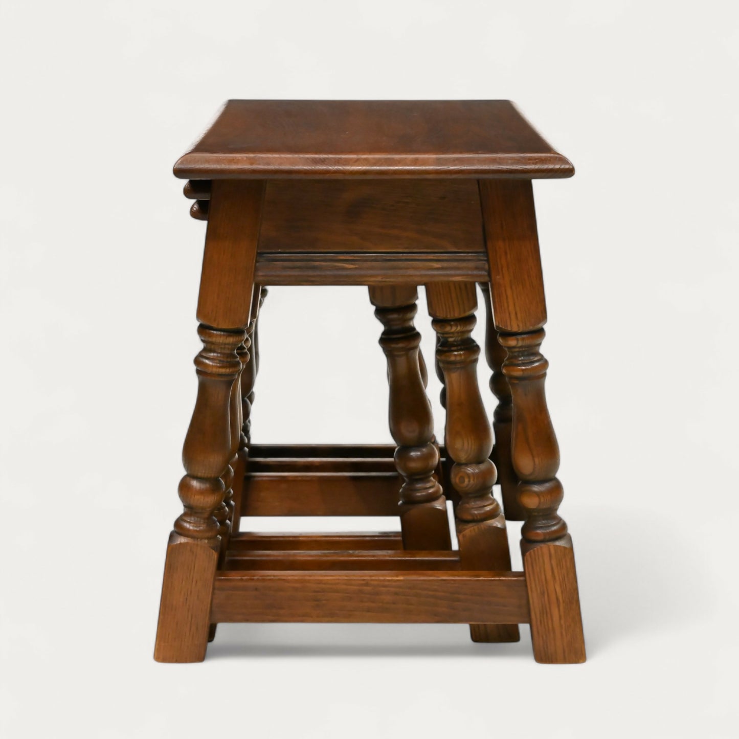 Old Charm Oak Nest of 3 Tables Model 1494 Tudor Brown Finish Free UK Delivery. SBR10606/1906E