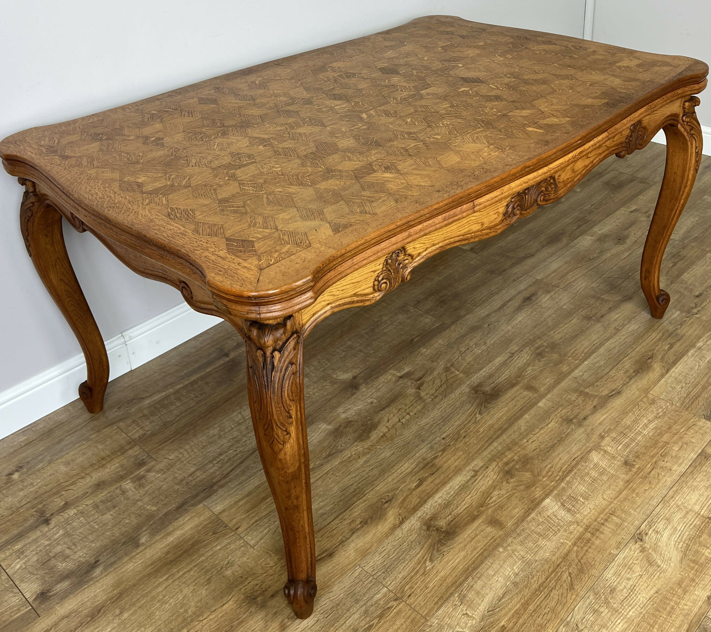 Dining Table Vintage French Louis XVI Carved Oak Extendable Table LOT 6358
