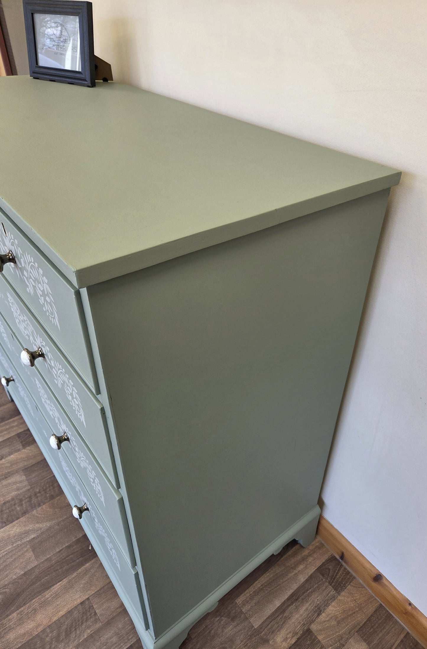 Bone Inlay stencilled large Chest of Drawers