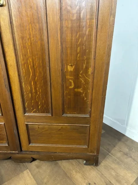 Edwardian Oak Double Wardrobe