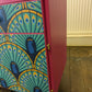 Midcentury Retro Sideboard TV Unit. Pink Teal Peacock Print Painted Upcycled Furniture