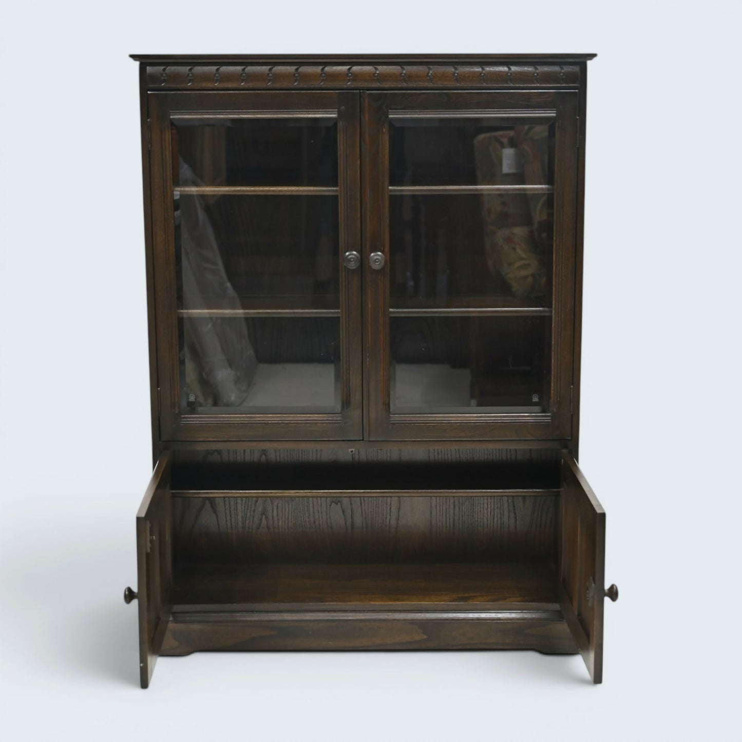 Ercol Mural Display Bookcase with Cupboard Traditional Finish FREE UK* Delivery