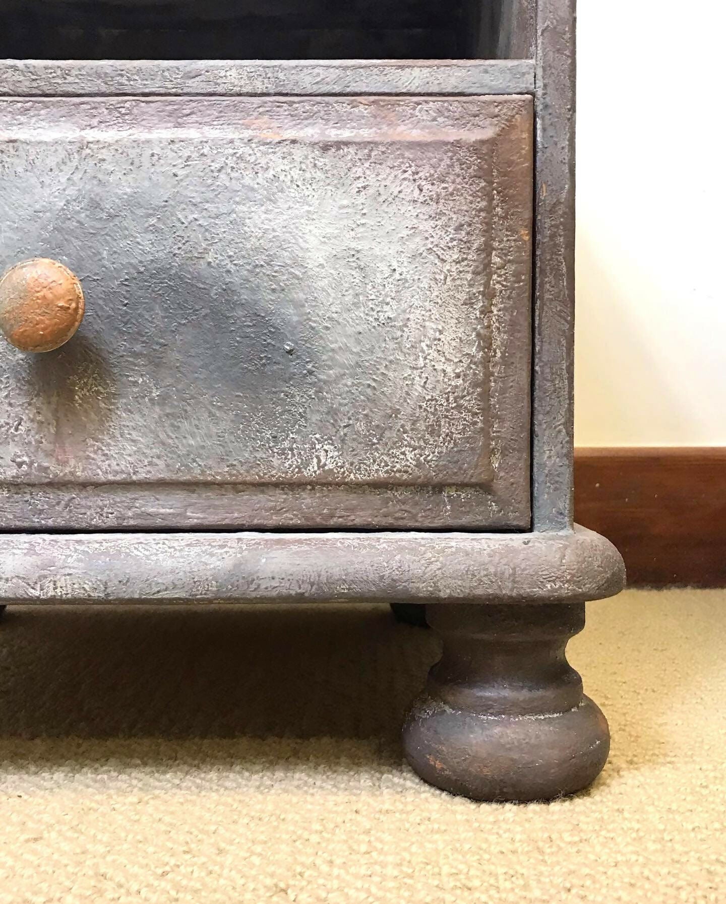 Industrial 'rusty metal' paint effect bedside cabinet by Paint Kitchen