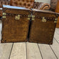 Handmade vintage storage trunks - luxury custom made - brown leather accent tables