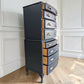 Vintage navy blue chest of drawers 8 drawers tallboy