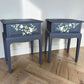 Vintage Stag minstrel navy blue bedside tables pair