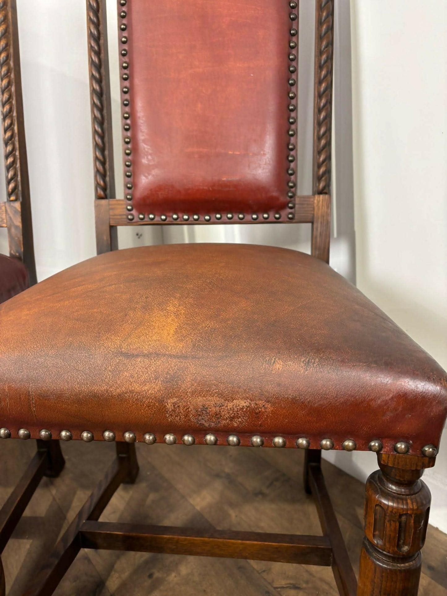 Vintage Set Of Four Oak Dining Chairs