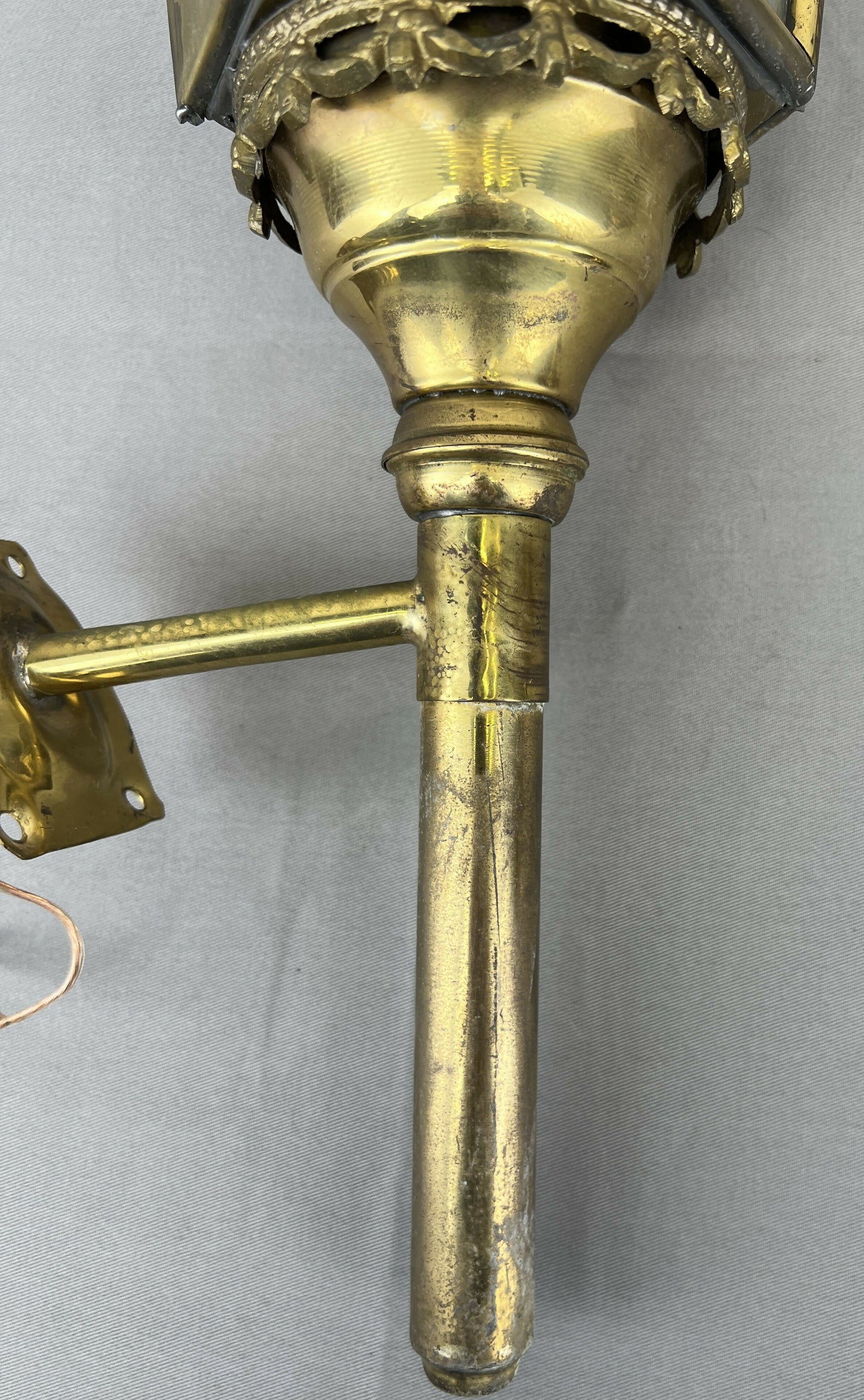 Pair of Wall Lights Antique French Style Lantern Sconces Glass LOT 6478