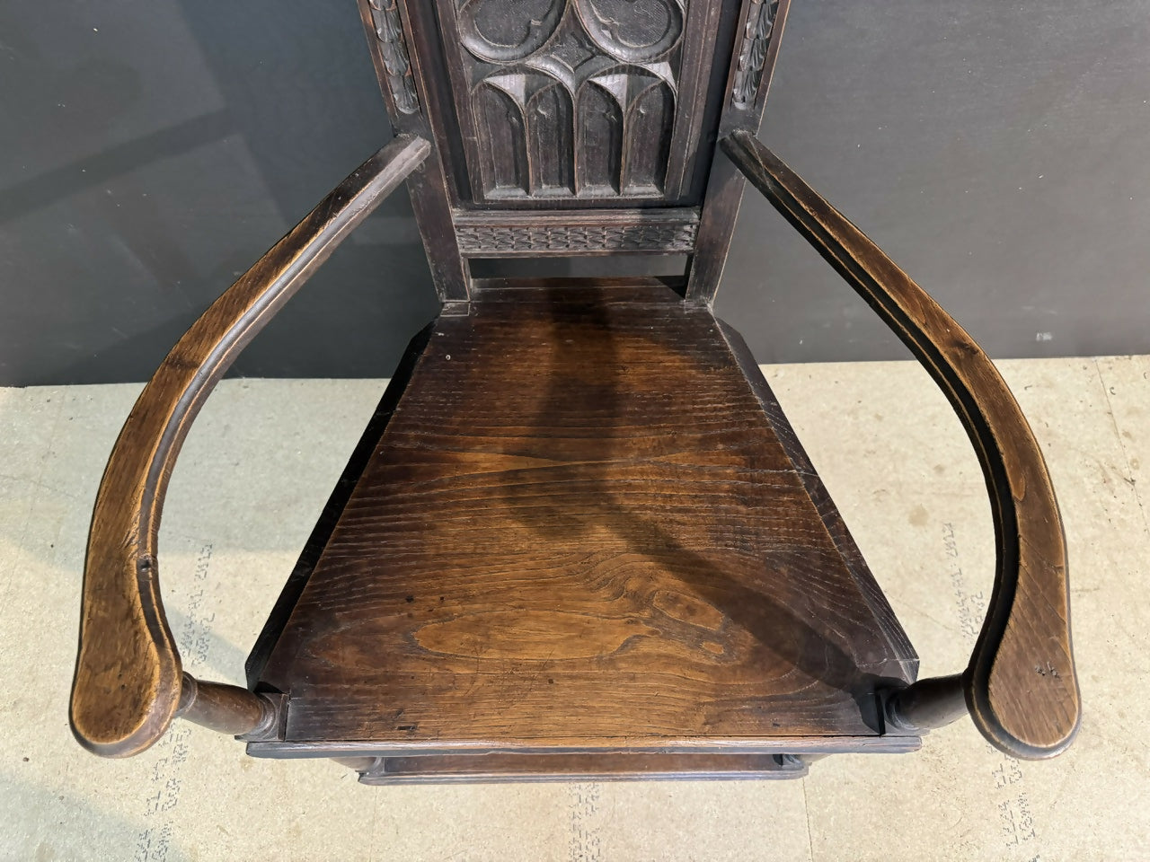 Carved Oak Wainscot Arm Chair