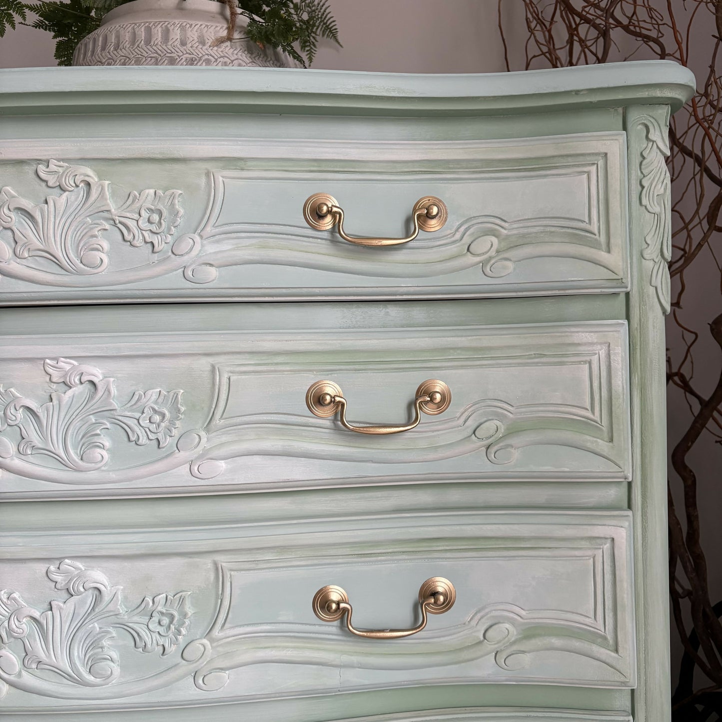 Vintage French Style Chest of Drawers - Hand Painted Mint Green