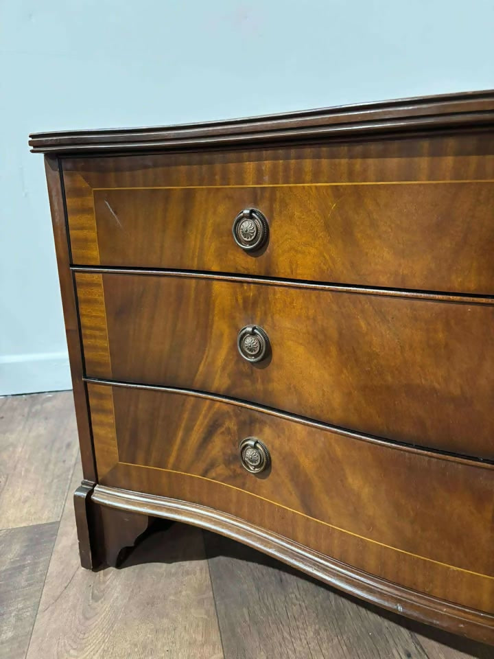 Reproduction Mahogany Serpentine Fronted Three Drawer Chest